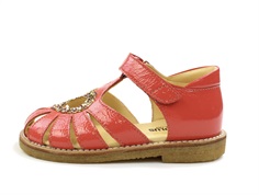 Angulus coral sandal with heart, glitter patent